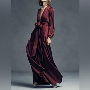 BHLDN Jill JillStuart Oxblood ManorGown ***slight mark under the bow